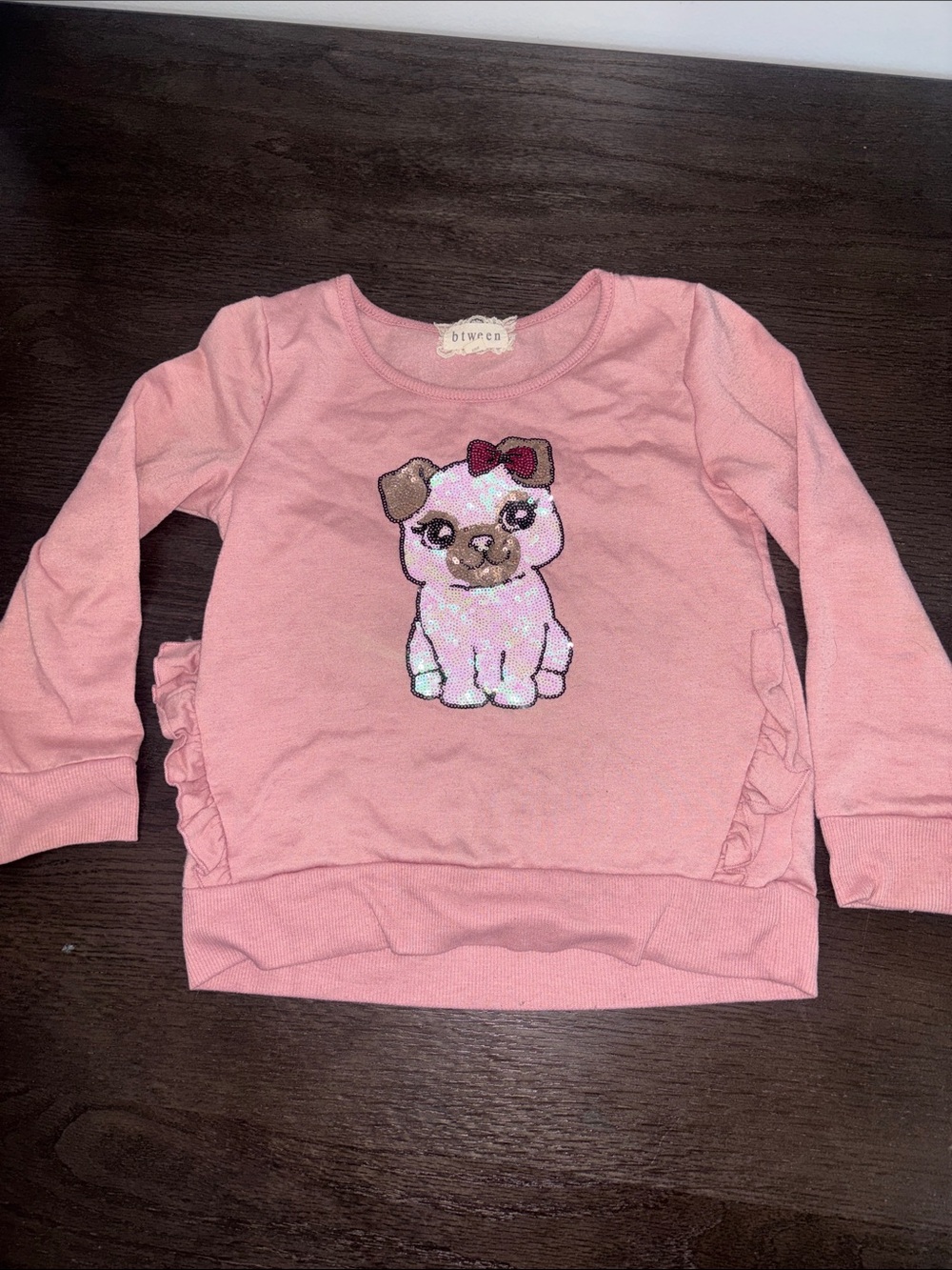 Pink Sequin Puppy Long-Sleeve Top for Kids